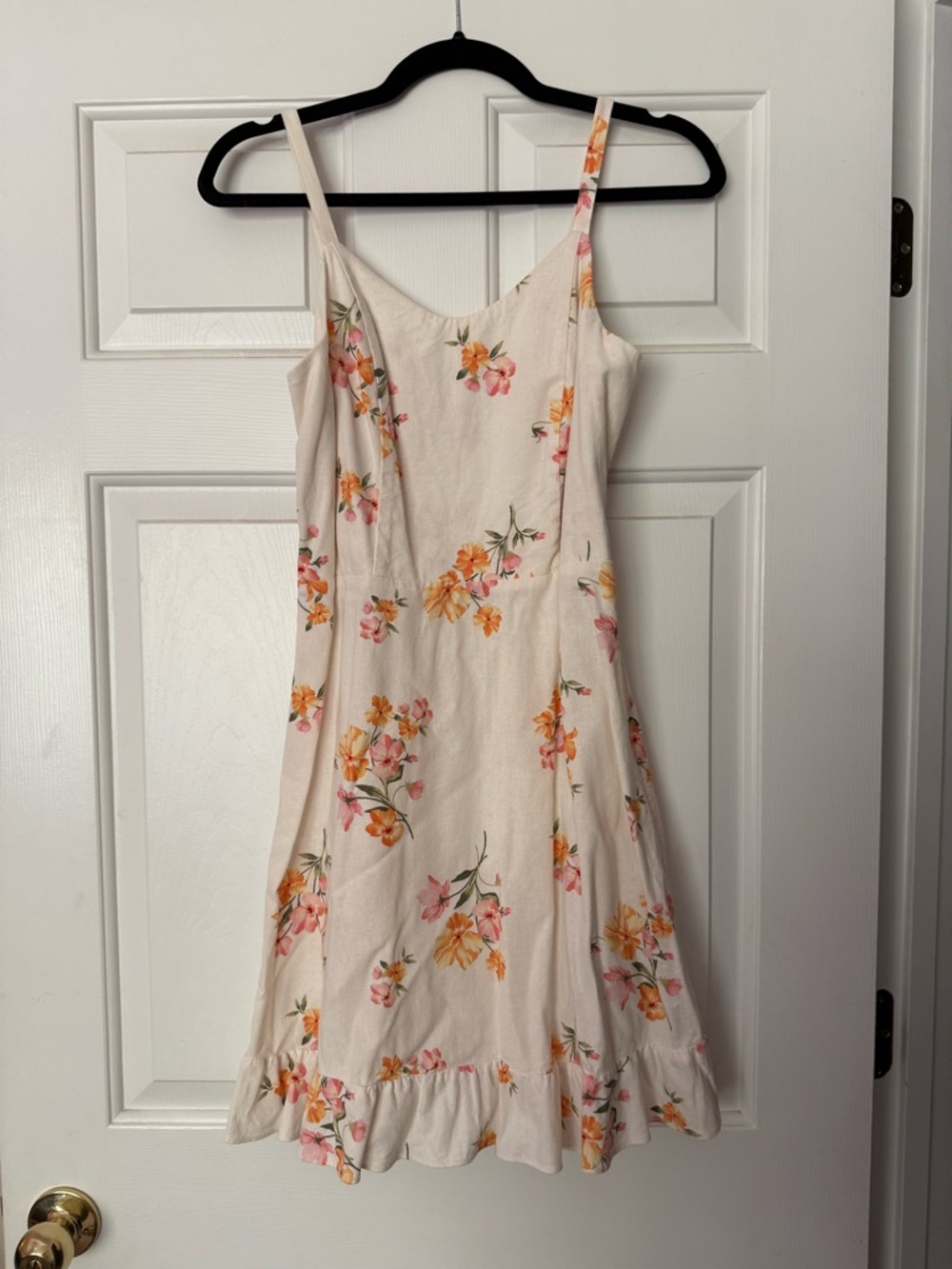 Old Navy Cream Mini Dress with Pink & Orange Floral Print